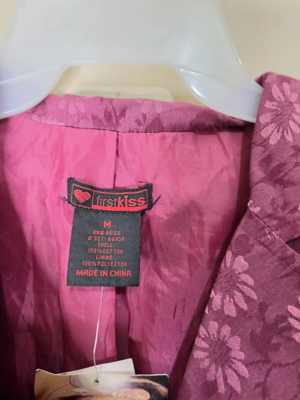 Vintage First Kiss Burgundy Floral Blazer Womens Medium Y2K Jacket